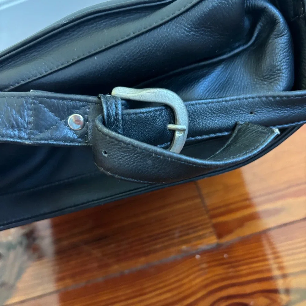 Frye Black Leather Briefcase Messenger Bag Business Laptop Satchel Work Tote